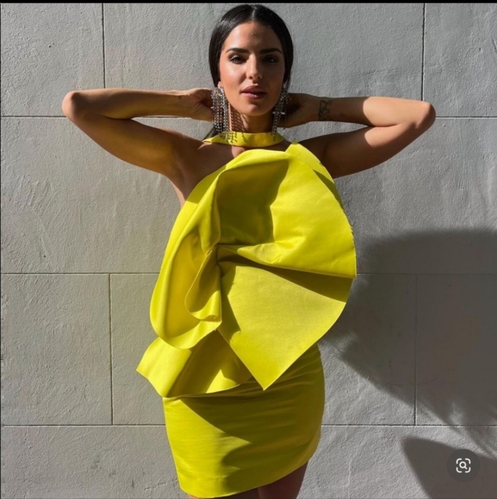 Zara Yellow Ruffle Mini Dress - Picture 5 of 15